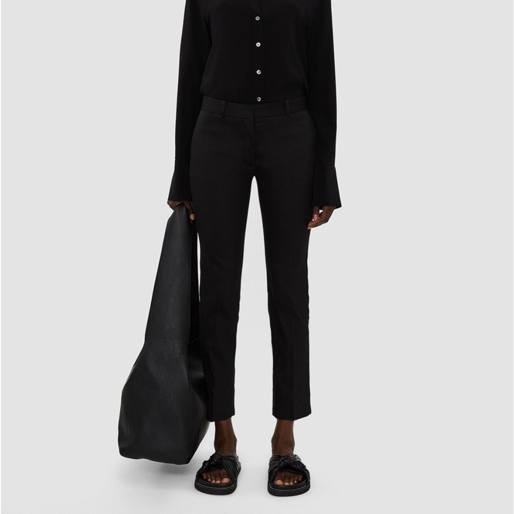 Joseph Light Gabardine Stretch Bing Court Trousers Black ankle pants